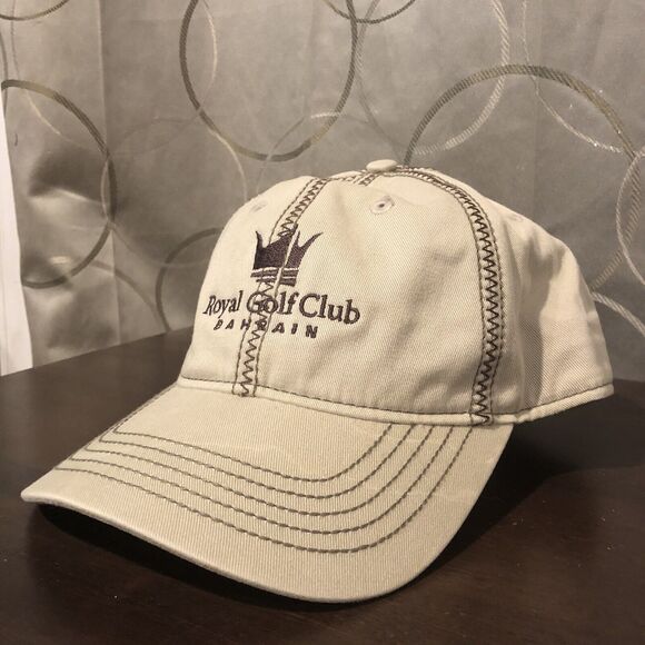 Royal Golf Club Bahrain Hat Hook & Loop Strapback Cap Cream Ivory Sports - Picture 3 of 9
